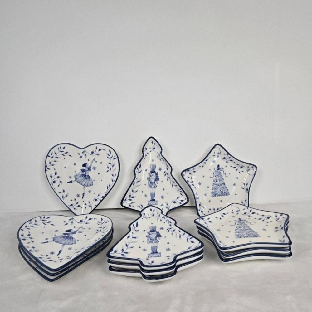 Set of 12 Christmas Decorative Plates Nutcracker, Ballerina, Christmas Tree